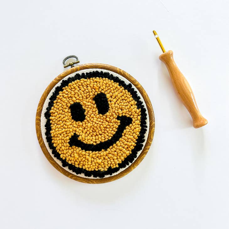 Beginner Punch Needle Kit - Yellow Smiley Kit The Urban Acres