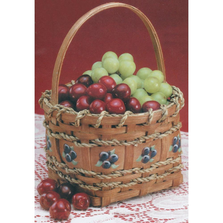 Image of completed berry basket with blueberries stenciled on it. 