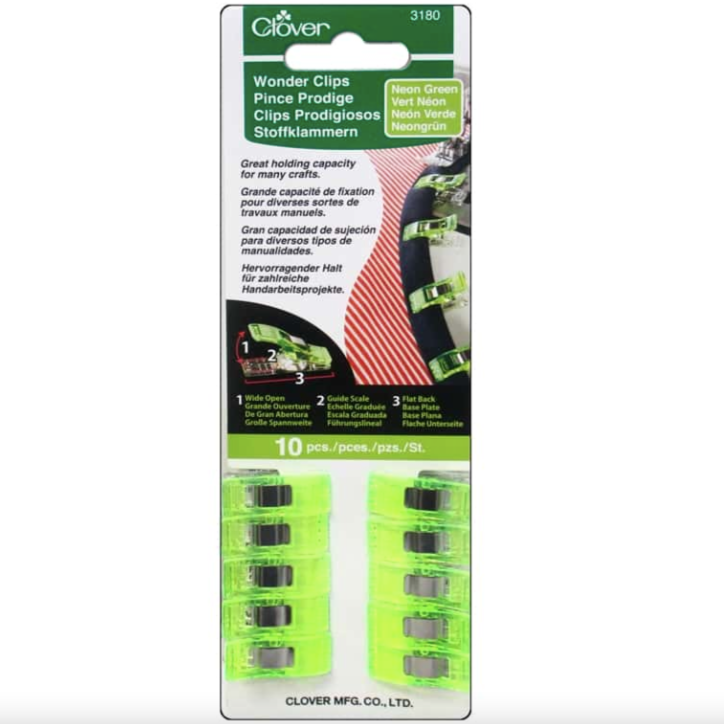 Neon Green Wonder Clips - 10 count Notions Clover